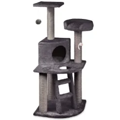 Cat Post - Corner 3 Level Playground Charcoal