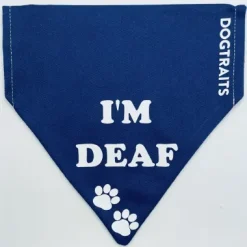 Dog Traits Bandana Navy ‘I’m Deaf’