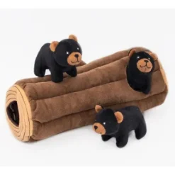 Zippy Paws Burrow Pet Toy Black Bear Log 34 x 15 x 15cm